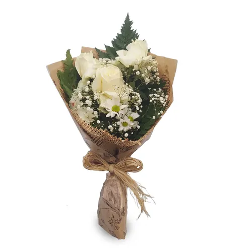 Buquê com 3 Rosas Brancas