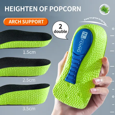 Palmilhas de aumento de altura de espuma de memória para homens mulheres sapatos pés planos arco apoio palmilhas ortopédicas tênis calcanhar elevador cuidados palmilha