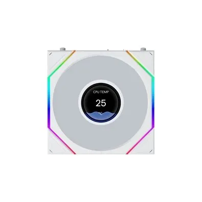 Ventoinha Lian Li Uni Fan TL LCD Flex Reverse Blade, 120mm, ARGB, PWM, Tela LCD 1.8, Branco - 12RTLLCD1F1W