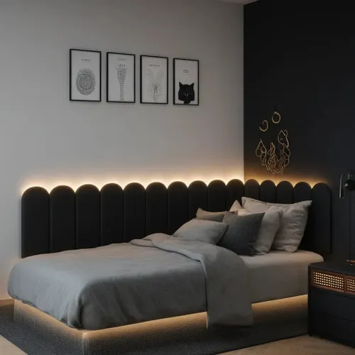 Kit 15 Cabeceira Modular Cama Box Nuvem em L Cor Preto