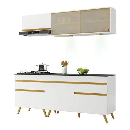 Cozinha Compacta 4 peças com Leds MP2031 Veneza Up Multimóveis Branca