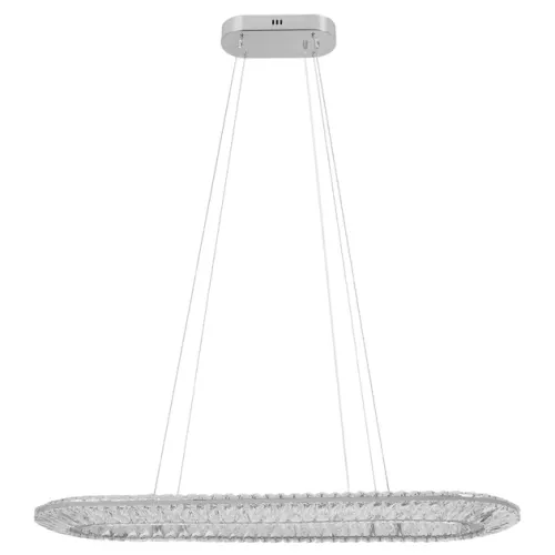 Pendente Led Oval Cristal K9 Metal Cromado 50w 3000k Glaces