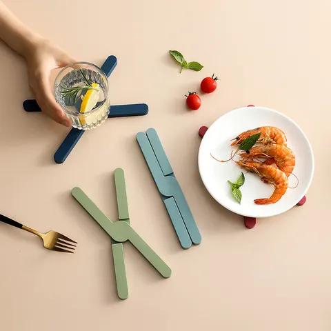 Base de Silicone Dobrável para Panela com Isolamento Térmico, Base de Silicone Dobrável em Cruz Criativa, Tapete de Mesa Multifuncional para Cozinha, Base para Copos