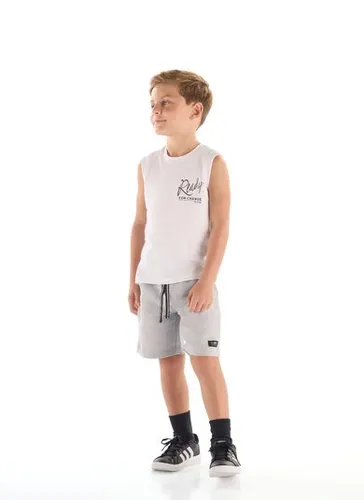 Regata Infantil Masculina em Algodão Estampado Branco