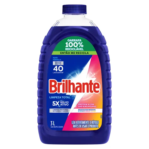 Brilhante Limpeza Total - Lava Roupas Líquido 3L