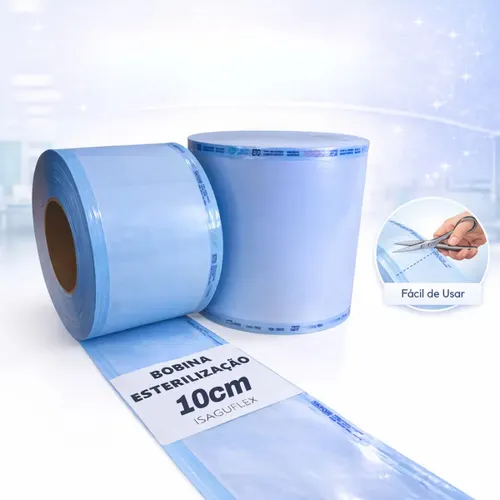 Bobina de Esterilização para Autoclave 10cm X 100 Metros papel grau cirúrgico rolo