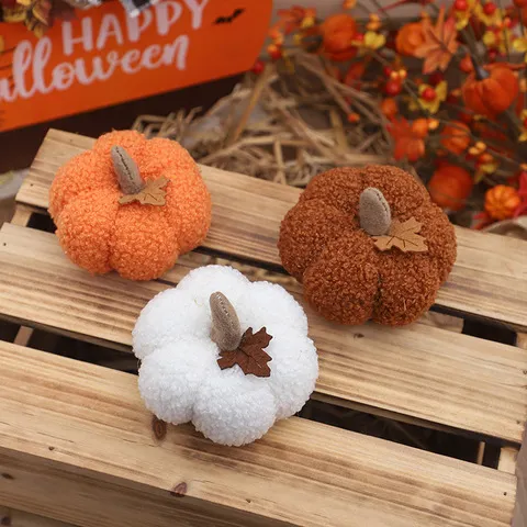 Mini decoração de abóbora em feltro com folhas de feltro, ideal para a colheita de outono, o Halloween, o Dia de Ação de Graças e para decorar a mesa.