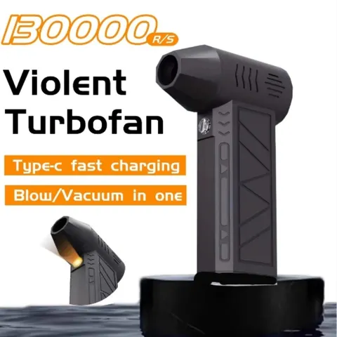 Ventilador Turbo Jet Elétrico 130000RPM, Soprador de Ar Ajustável, Recarregável com Luz para Limpeza de Carros 2026