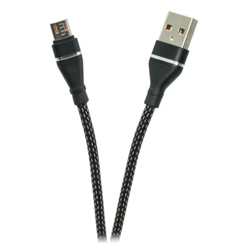 Micro Cabo Carregador Benoá USB Trançado 1 Metro 2.4A Preto