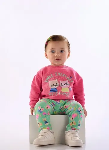 Conjunto Bebê Menina Inverno com Blusão e Legging Estampada Pink