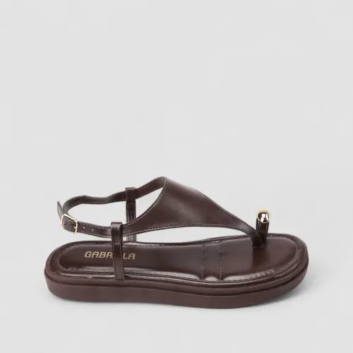 Sandália Feminina Gabriela Flatform Detalhe Bold Marrom