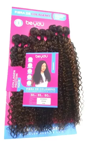 Cabelo Be.you Fibra de Colágeno Babadinho 60cm 320g 9 Telas Cor Sp2/30 Mechas Castanho Escuro/loiro Escuro