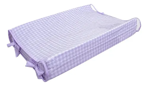 Trocador Americano Cômoda Bebe Impermeável Anatômico C/ Abas Cor Xadrez Lilás Estampado