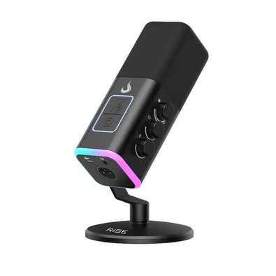 Microfone Gamer de Mesa Rise Mode Noisy Cube 01, RGB, USB, Preto - RM-MNC-01-B