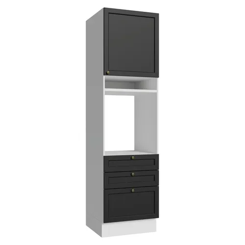 Torre Quente 60 x 60 cm 1 Porta 3 Gavetas Branco/Preto Vik Madesa