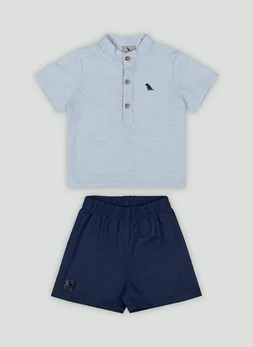 Conjunto Bebê Menino Camisa Texturizada e Bermuda (Azul) Quimby