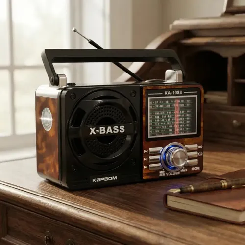 Rádio Retrô Vintage Portátil AM/FM Bluetooth USB Marrom