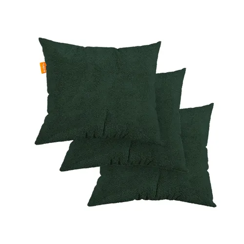 Kit 3 Almofadas Tecido Bouclé - Cor Verde Musgo - 45x45cm