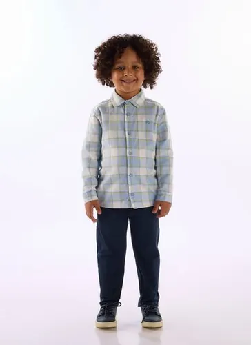 Camisa Infantil para Menino Xadrez Azul