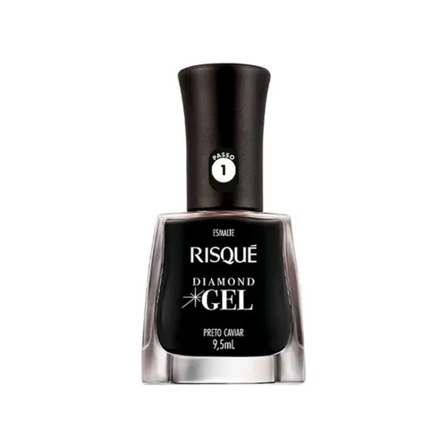 Esmalte Risqué Diamond Gel Preto Caviar Cremoso 9,5ml