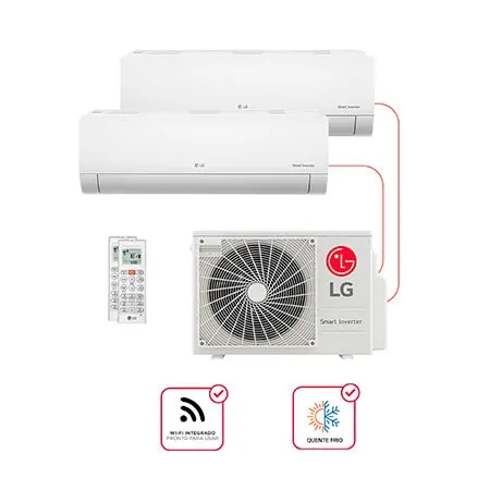 Ar condicionado Multi Split Inverter 2 ambientes (Hiwall 2X 9.000BTUS) Quente/Frio WiFi integrado - E2Q1809.OBS