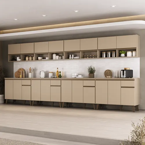 Armário de Cozinha Completa Atlanta Harris Carraro Amêndoa