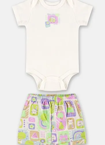 Conjunto Bebê Menina Body e Short Off White