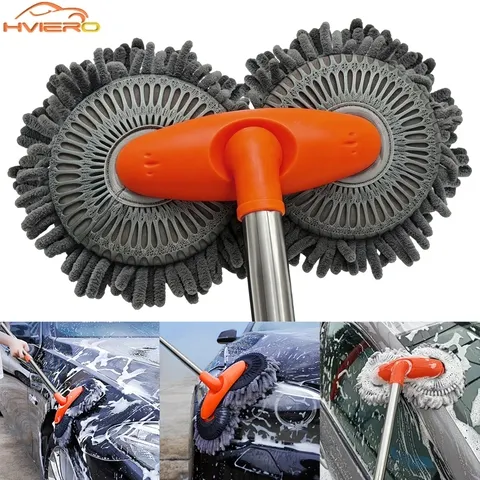 1x kit multiuso de limpeza de carro, escova de microfibra, esfregão, esponja, limpeza, ferramentas para casa, acessórios de limpeza universais, amarelo cinza