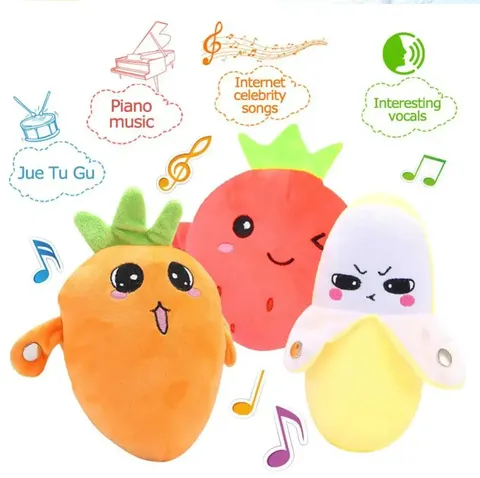 Brinquedo de Piano Sensorial de Frutas em Estilo Cartoon, Boneca Interativa de Frutas para Bebês, Brinquedo Musical para Crianças, Presente Educativo Divertido