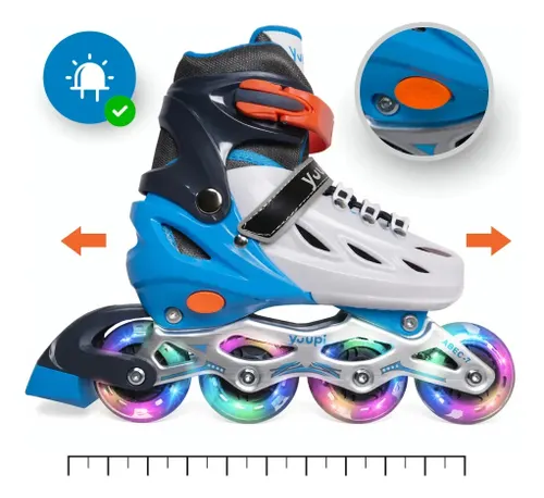 Patins Roller Inline Ajustável Azul P 30-33 Yuupi