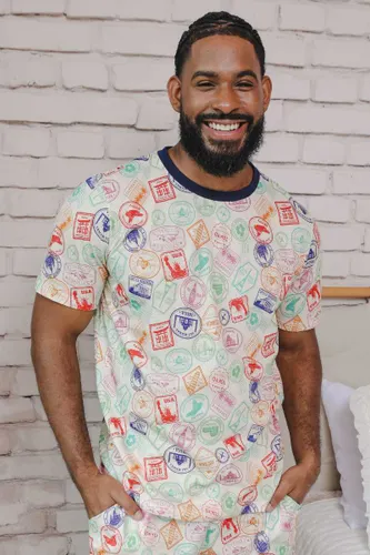 Kit Conjunto Pijama Masculino Estampa Passaporte dos Sonhos