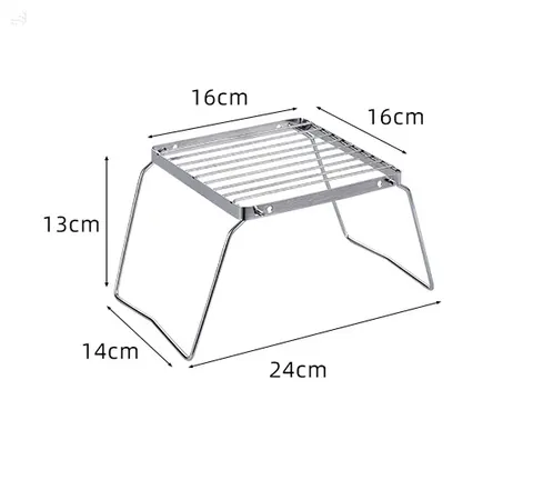 Suporte de Fogão de Aço Inoxidável para Exterior, Conjunto de Suporte para Churrasco Portátil e Dobrável para Camping, Suporte para Panela e Bandeja de Assar