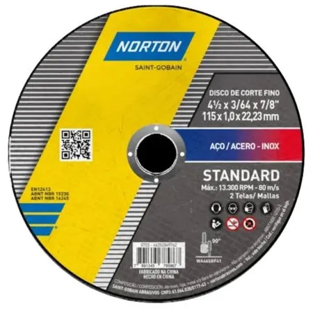 Disco de Corte Fino Standard 115x1.0x22.23 Norton