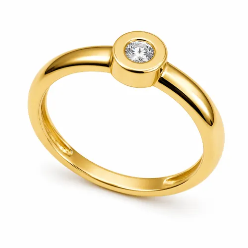 Anel Solitário com 1 Diamante em Ouro 18K
