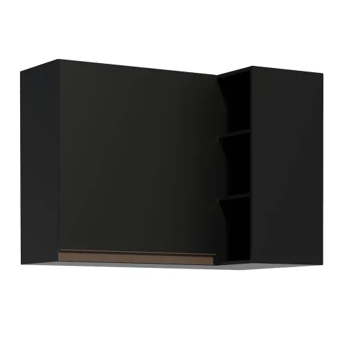 Armário Aéreo de Canto Madesa Reims 1 Porta e Adega Preto