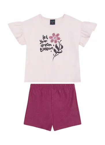 Conjunto Infantil Menina Blusa Dream Blossom e Short (Rosa Claro) Guloseima