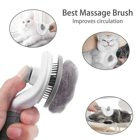 Escova Automática para Remoção de Pelos de Animais, Ferramenta Durável de Aço Inoxidável para Cuidado Diário de Gatos, Ideal para Remover Pelos Soltos