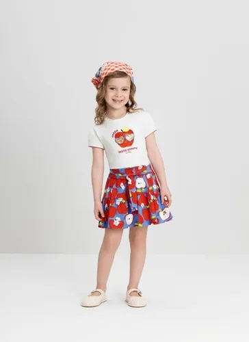 Conjunto Petite Pomme Infantil com Blusa e Saia em Cotton (Off White) Up Baby