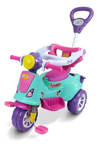 Triciclo Infantil de Passeio e Pedal Andador Avespa Pink