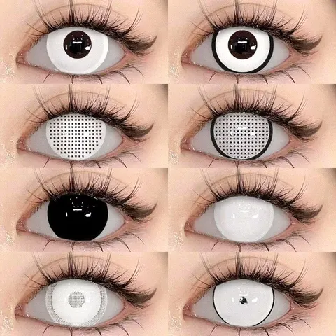 Lentes de Contato Coloridas VISUASHOW para Cosplay de Anime, Uso Semestral, 1 Par de Lentes Coloridas para Festa e Maquiagem de Halloween