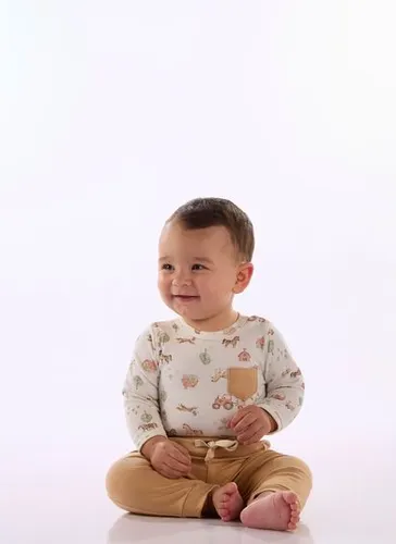 Conjunto Bebê Body e Calça em Suedine Premium Multicolor
