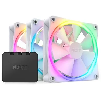 Kit com 3 Ventoinhas NZXT, 120mm, RGB, Branco - RF-R12TF-W1