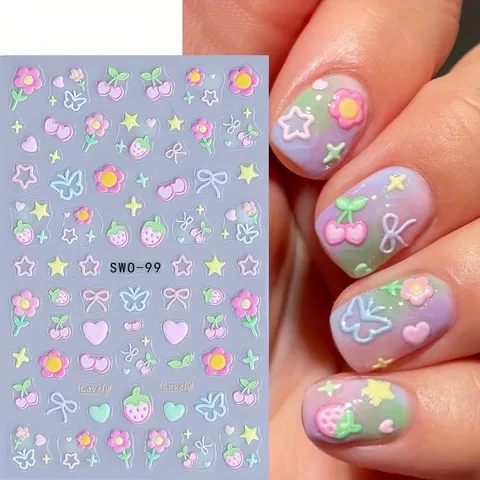 2 unidades de autocolantes para unhas com relevo em forma de estrela, fáceis de aplicar para decoração de unhas, maquiagem e penteados para festas e casamentos.