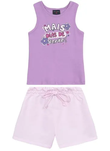 Conjunto Infantil para Menina com Regata e Short (Lavanda Pastel) Guloseima