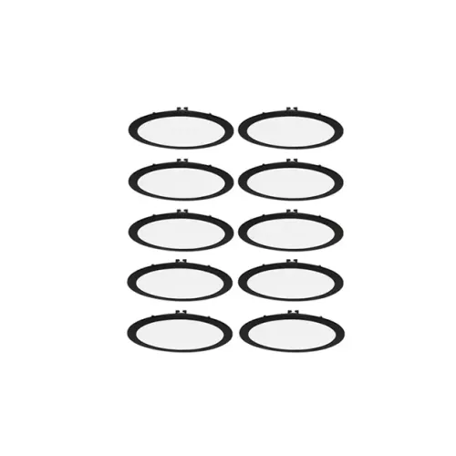 Kit 10 Plafons LED Embutir Preto Redondo 24W