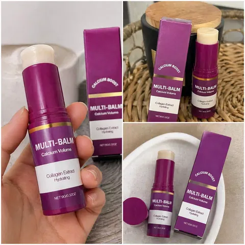 Bálsamo Multiuso Hidratante e Umectante Calcium Boost Collagen para Lábios, Olhos, Rosto e Pescoço, Bastão Portátil para Cuidados Diários com a Pele