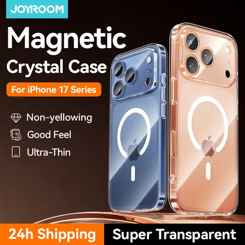 Capa Magnética Joyroom para iPhone 17 Pro Max, Capa Transparente Anti-Amarelamento para Carregador sem Fio Fino para iPhone 17 Pro Max