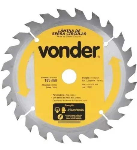 Lâmina para Serra Circular Vonder 185mm 24 Dentes 46.50.185.024
