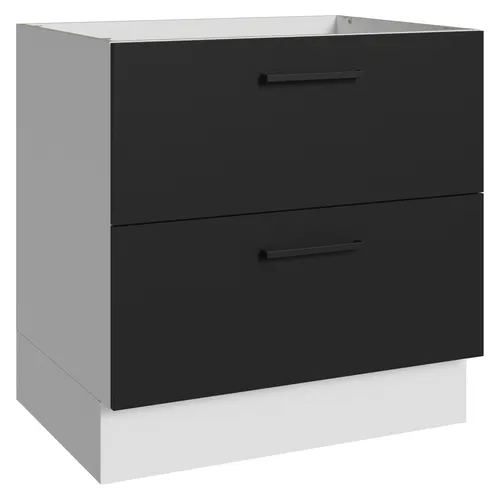 Balcão de Cozinha 80 cm 2 Gavetas (Sem Tampo) Branco/Preto Agata Madesa