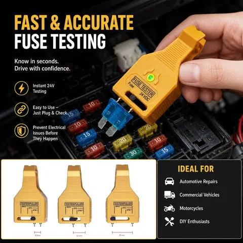 Testador e Extrator de Fusíveis Automotivos de Lâmina DC 24V para Verificação de Disjuntores em Carros ATR ATO/ATC ATM, Ferramenta de Remoção de Fusíveis com Função de Reset